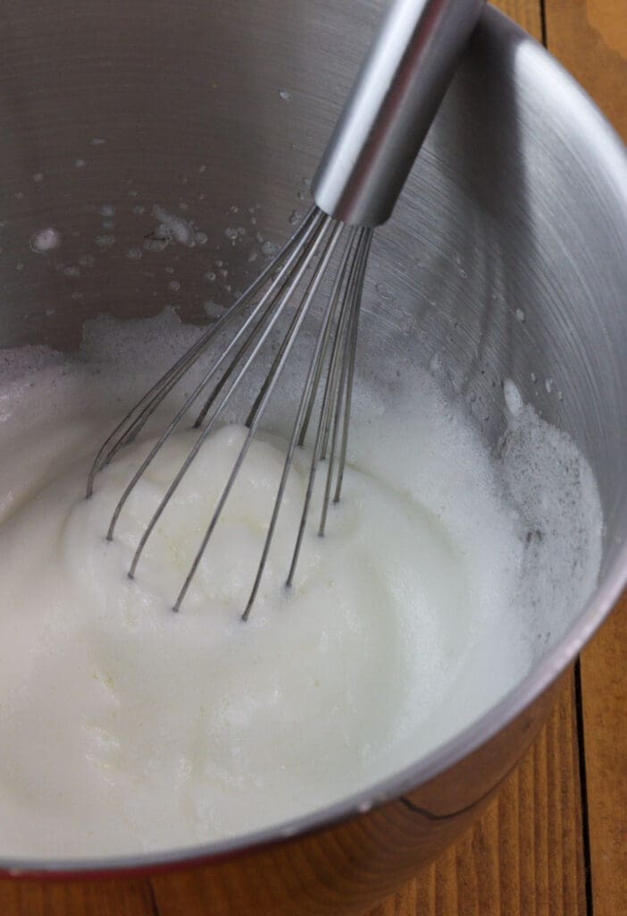 Beathen egg whites for the cottage cheese layer.